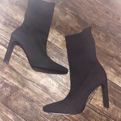 Black Mid Ankle Slip On Boots