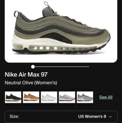 Nike Air Max 97 Neutral Olive 
Used 
Woman's Size 8
Boys size 6.5y