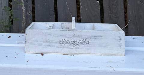 Rustic White Divided Caddy with Handle