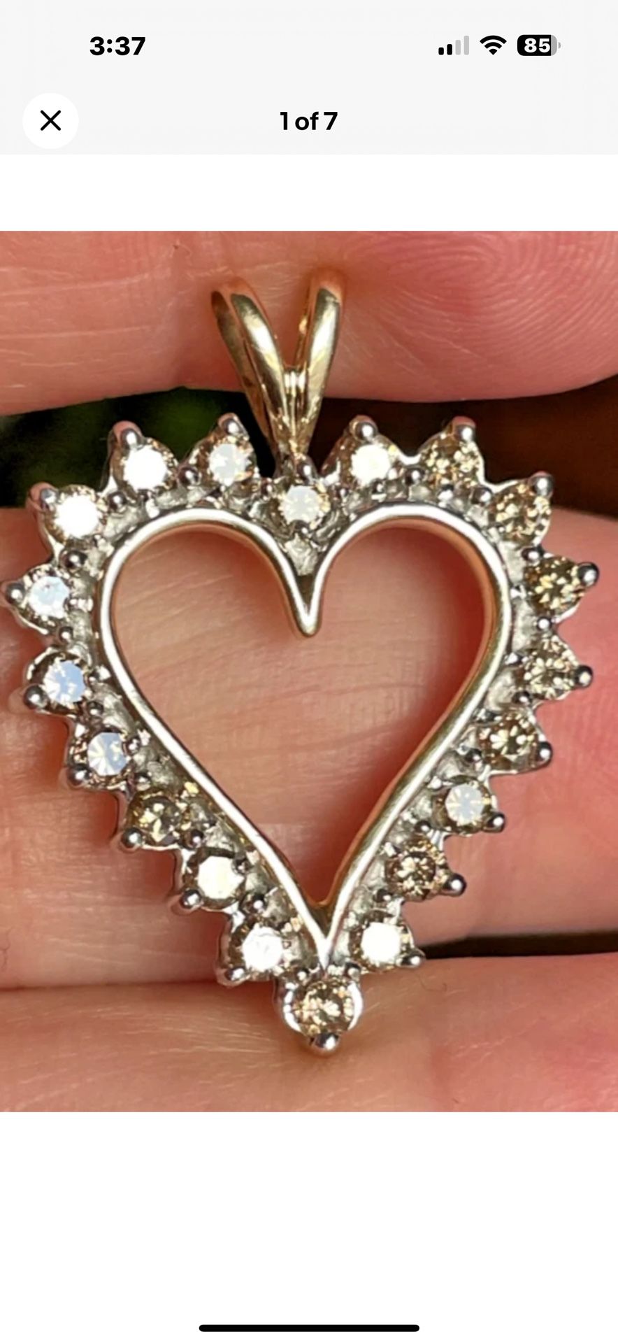 Estate 10K Yellow Gold Natural Diamond Heart Pendant 0.25 Cts anialexa (25)