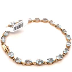 10Kt Yellow Gold Blue Topaz 8” Bracelet 5.50g 179032/11