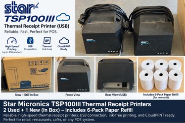 Star Micronics TSP100 Thermal Receipt Printers – 3 Available – POS / Restaurant