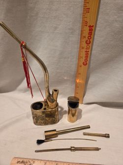 VTG traditional Chinese brass etched water smoking pipe.