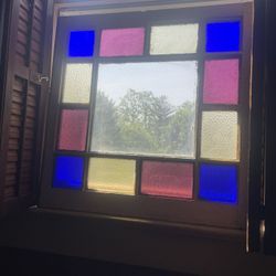 Antique Q. A.  Stained Glass Window 