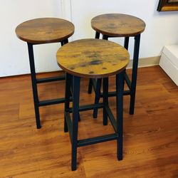 Counter Height, Industrial Style Bar Stools, Set Of 3 