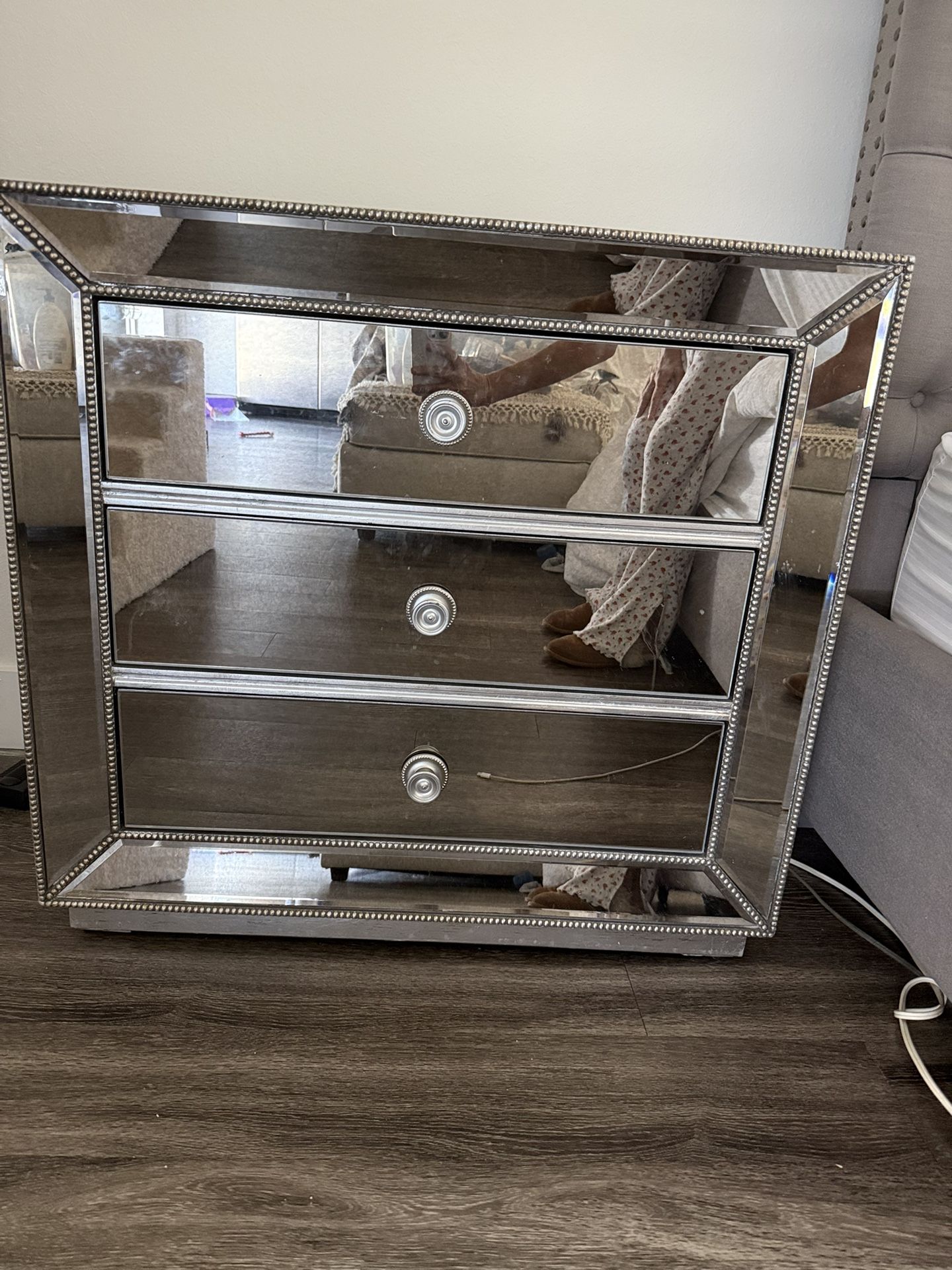 Silver Mirror Nightstand