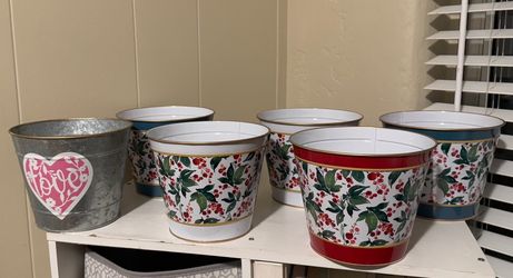 Decorative Metal Planter Pots Set of 6