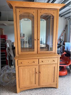 Solid Oak China Cabinet Amish Made