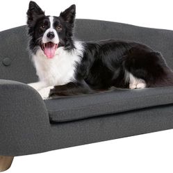 SHAVI Large Dog Couch, 35" Wide Pet Sofa for Large and Medium Dogs with Removable Mattress Cover, Luxury Raised Dog Couch Velvet Lounging Bed 