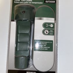 Outdoor Timer Extension Cord With Yard Stake 