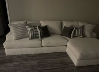 Cream Ivory L-Shaped Sectional Sofa with Chaise – Originally $2,000