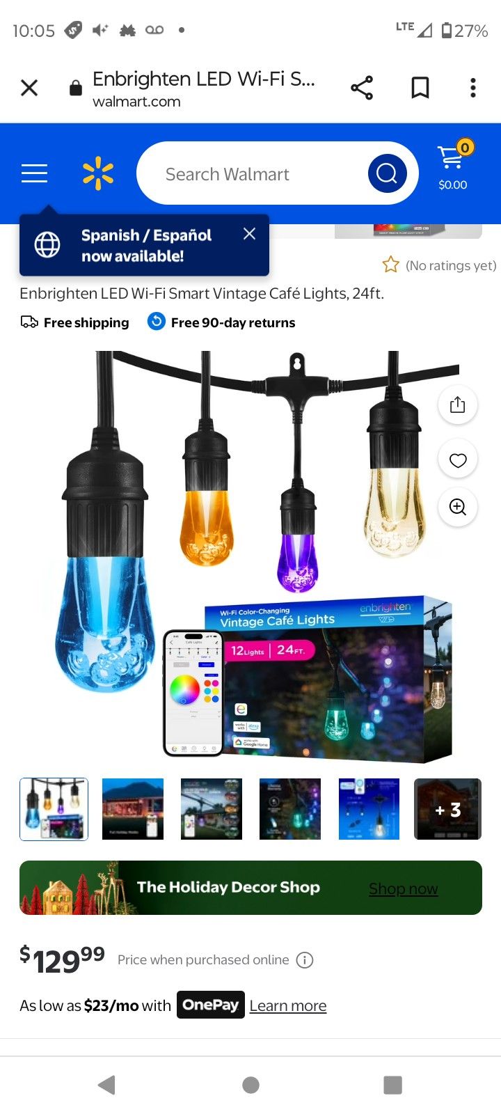 2× Enbrighten Wifi Cafe Lights 24ft 12 BULBS 2 Sets 