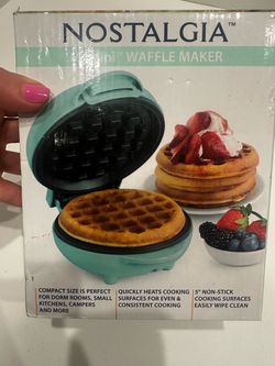Nostalgia MyMini Personal Electric Waffle Maker, 5-Inch Cooking Surface