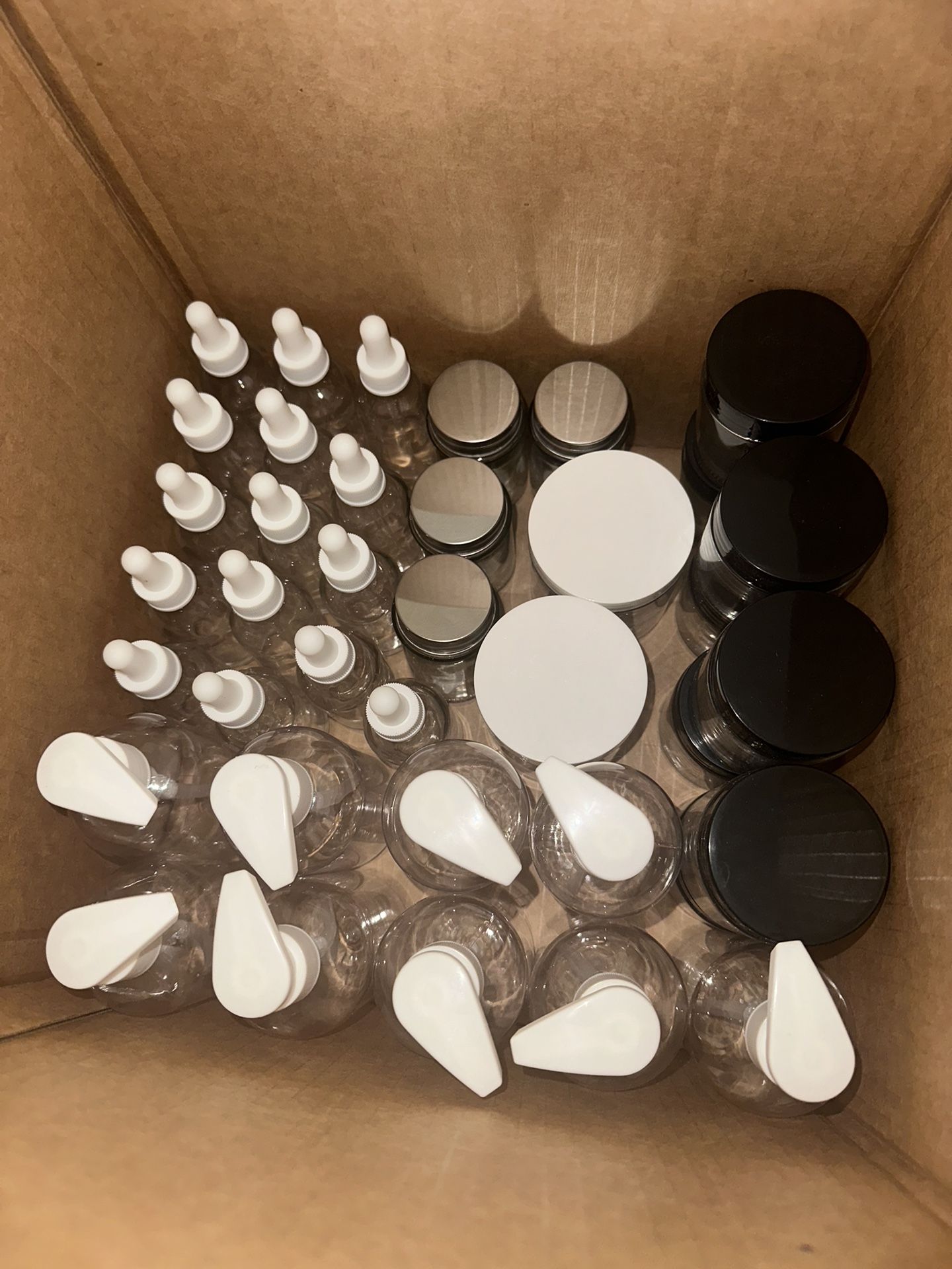 Assorted Product Bottles, Droppers, Lotion Tubes & Jars