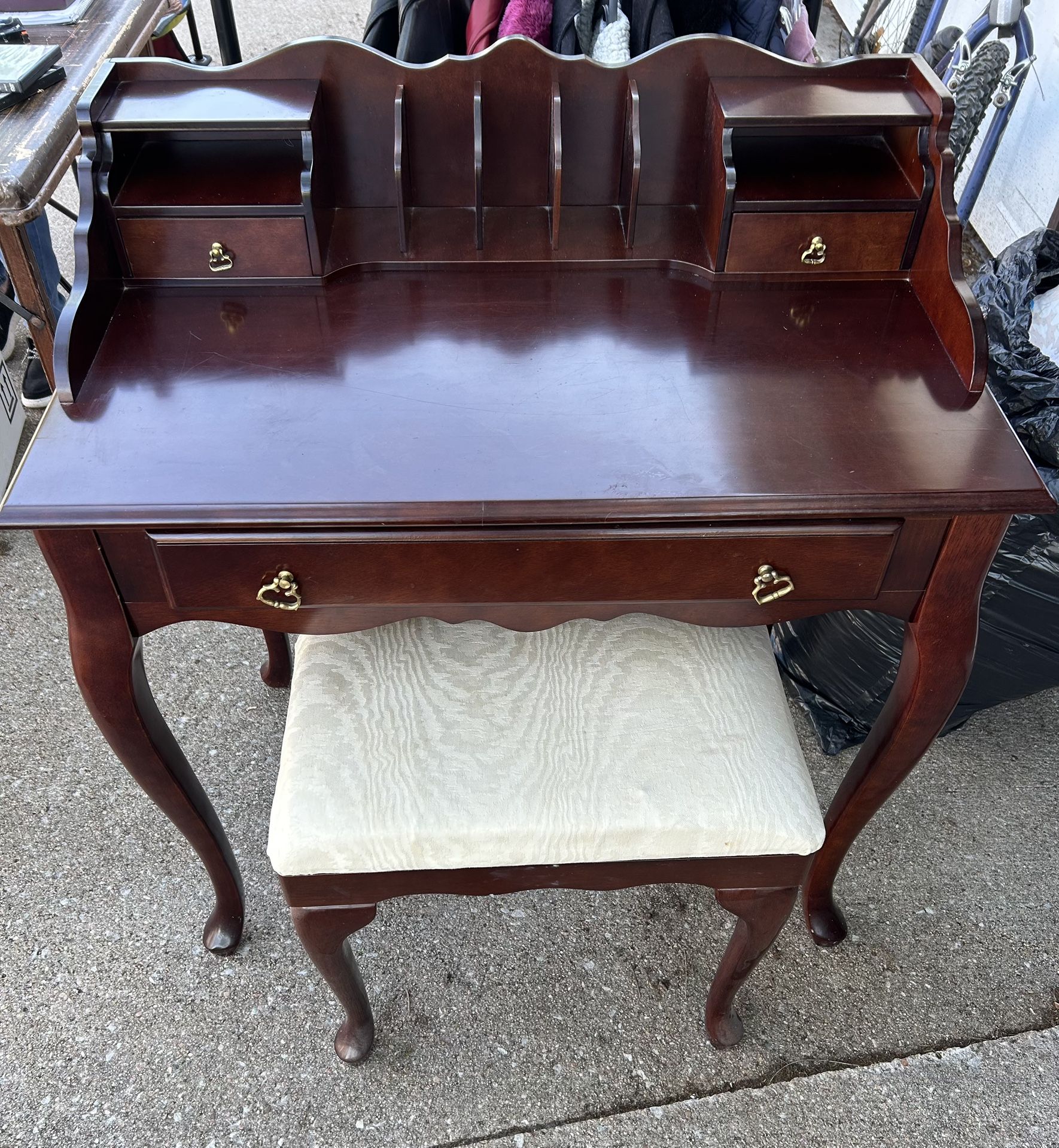 EUC Beautiful Antique Desk & Stool
