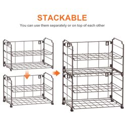 Adjustable Water Bottle Organizer Holder, 2-Tier 2 Pack Stackable