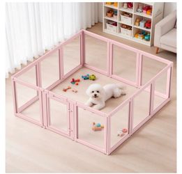 Dog playpen 12 pieces Pink, Clear View, For Puppies & Small Dogs