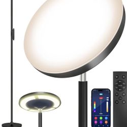 Keepsmile Double Side Lighting Led Floor Lamp with Remote Smart App 36W/2600LM Bright Tall Standing RGB Floor Lamp Angle Multicolor Dimmable Modern Fl