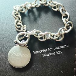 Silver Toggle Latch Personalized Bracelet For Jasmine