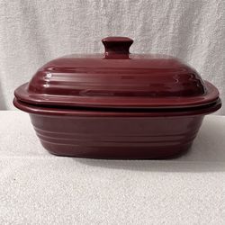The Pampered Chef Stoneware 3.1 Qt/ 3L Cranberry Deep Covered Baker’s Dish / Dutch Oven 