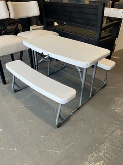 White Kids' Picnic Table Bench Outdoor