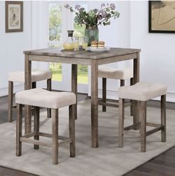 Dining set 5 pc Grey / Beige fabric. New Especial price
