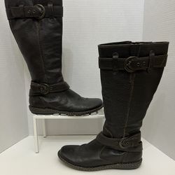 B.O.C. Buckle Side Zip Leather Riding Boots C14223 Size 9.5