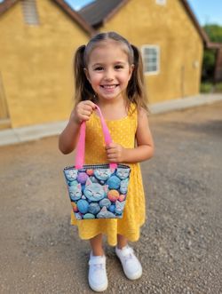 Mini Tote Bag for Girls | Cat and Yarn Kids Shoulder Bag | Perfect Gift for Ages 4-8