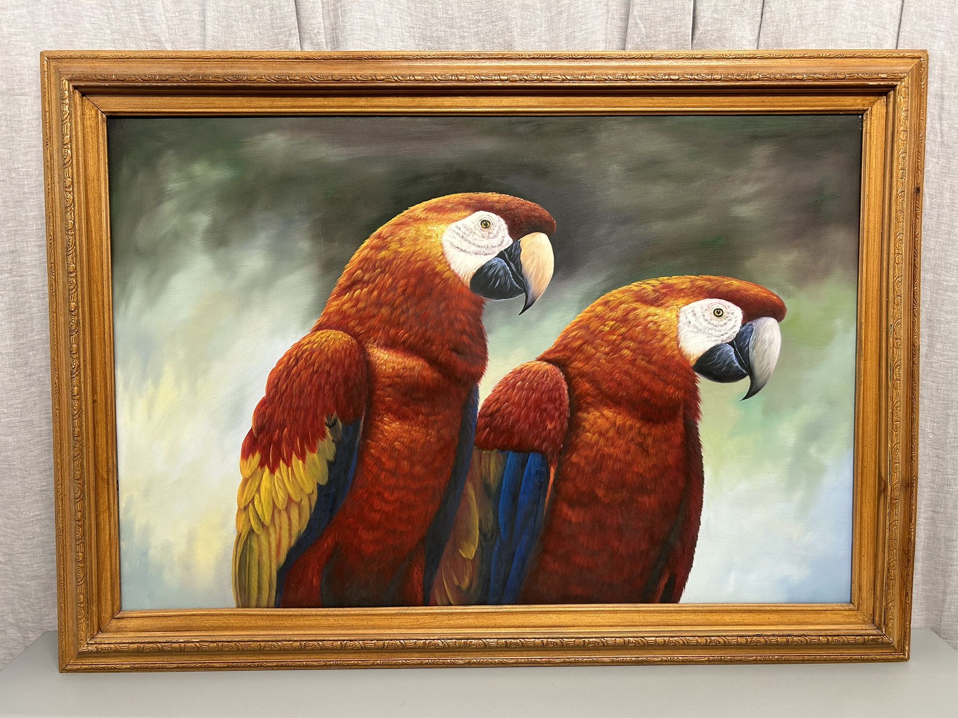 Original Oil Painting Parrots Macaws 🦜