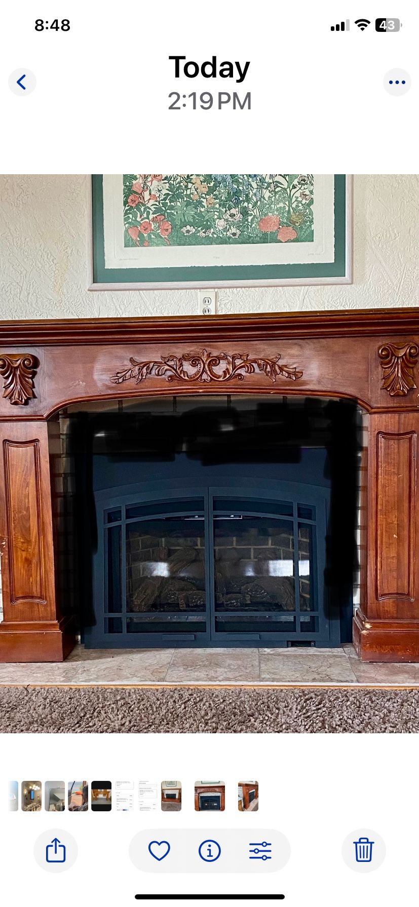 Real wood fireplace façade