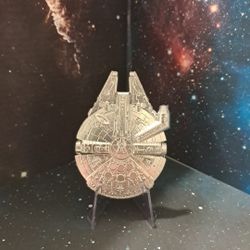 Star Wars Millennium Falcon 925 Silver EP Challenge Coin W/ Stand & Shadow Box 