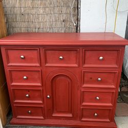 Red 9 Drawer 1 Cabinet Tall Dresser / Buffet $365 OBO!