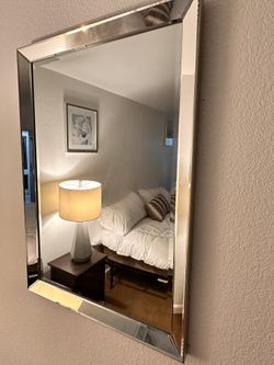Set of 2 Matching Modern Beveled Wall Mirrors