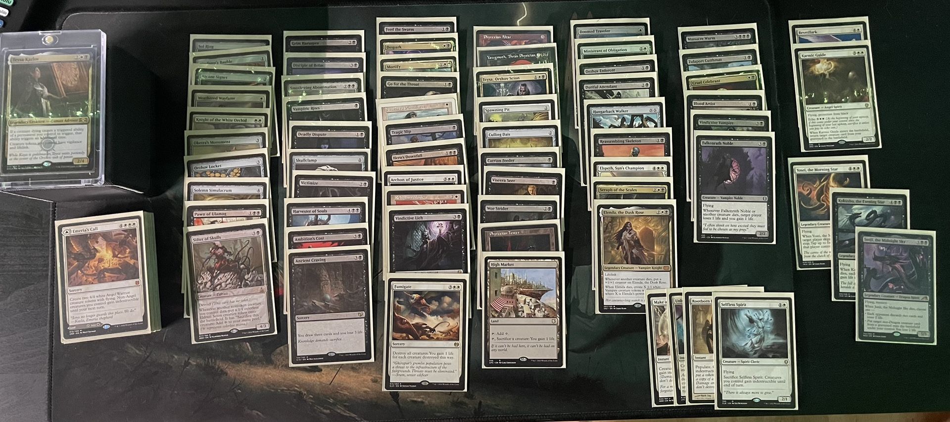 Teysa Karlov powerful aristocrat commander EDH MTG deck with dragon sleeves and deck box