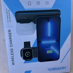 3 IN1 FAST Qi WIRELESS CHARGING STATION FOR AIRPODS, WATCH, IPHONE, SAMSUNG