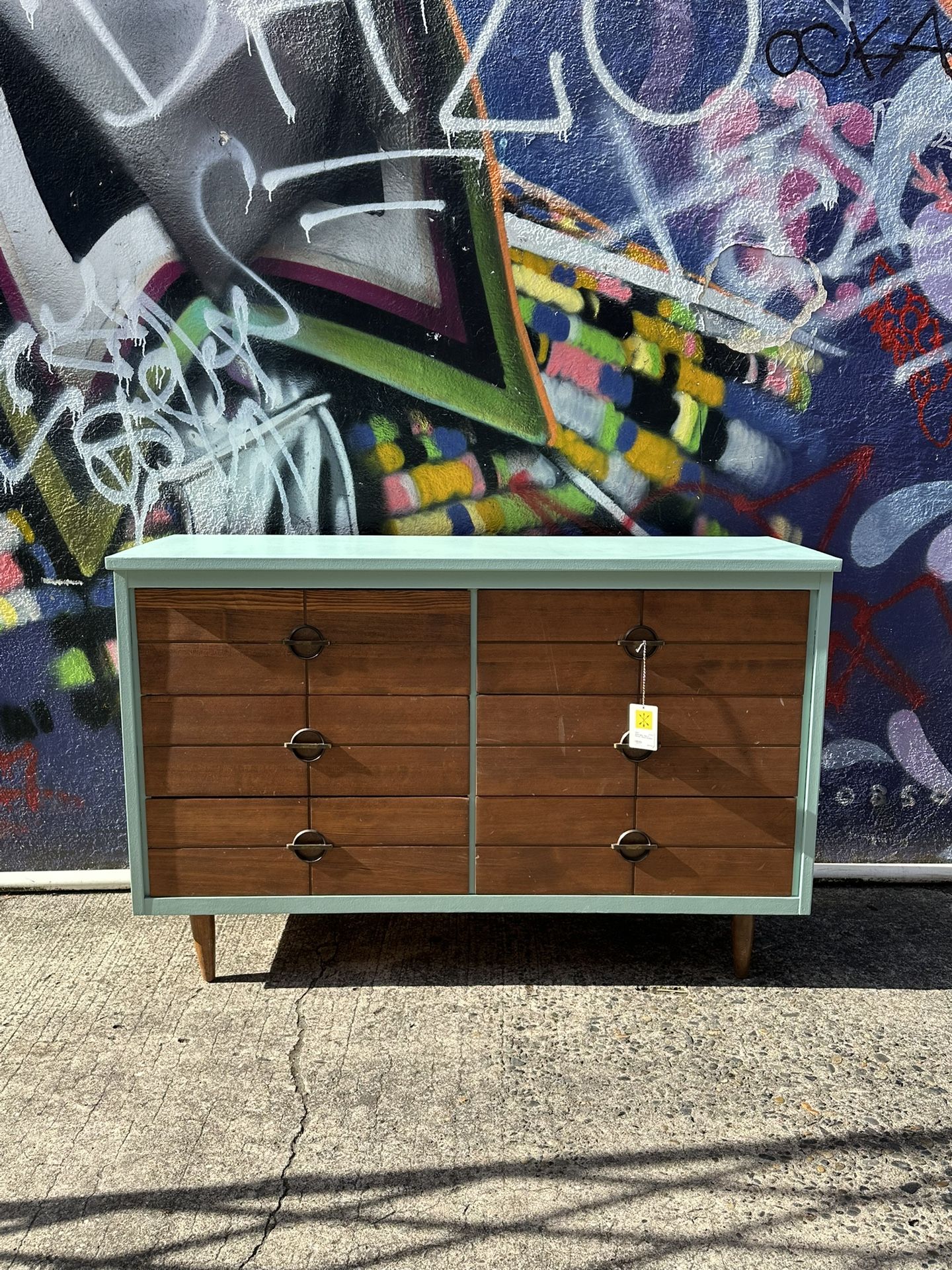 MCM Baby Blue 6 Drawer Wood Dresser / CQKFA3