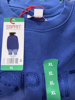 Esprit Women's Logo Fleece Crewneck Blue Viral 80's Vintage NWT Blue XL Costco