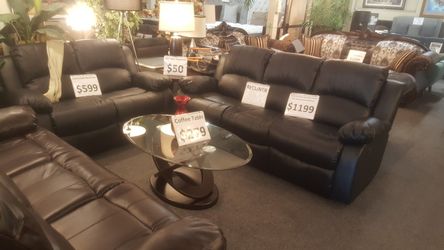 Brand new black or brown leather sofa and loveseat recliners