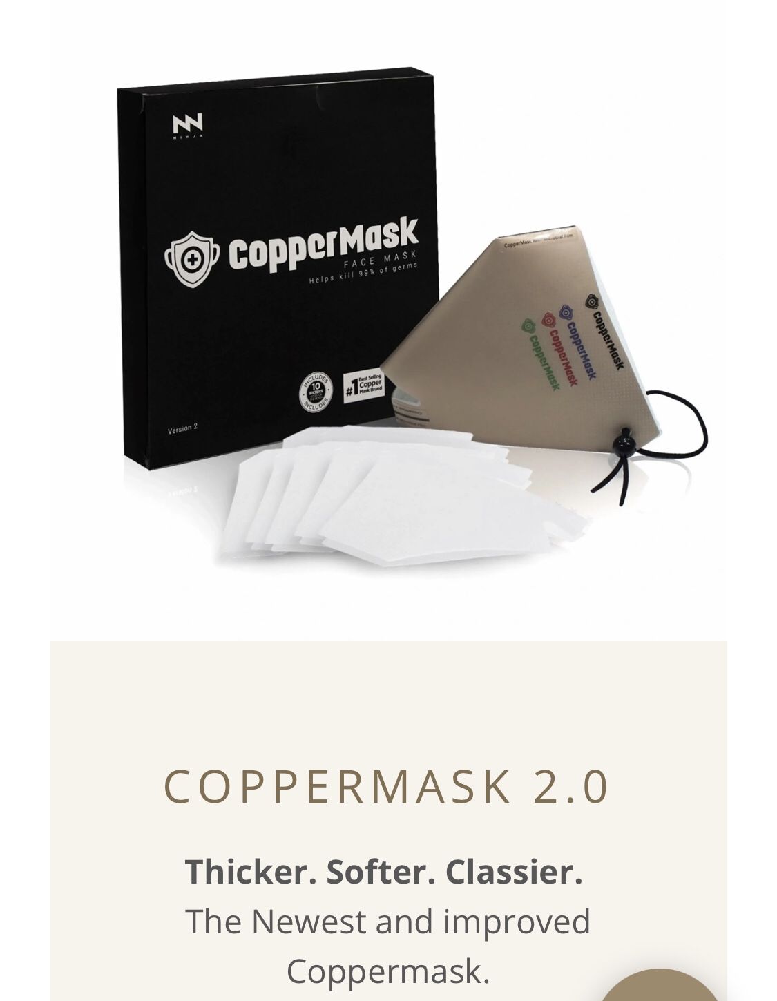 Copper mask 2.0 face mask
