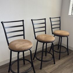 Three Adjustable 24”/29" Bronze Barstools
