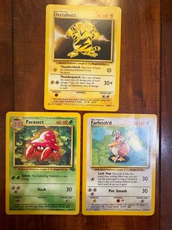 Pokemon Base/Jungle Electabuzz, Farfetch’d & Parasect Base Set Lot of 3 Damaged
