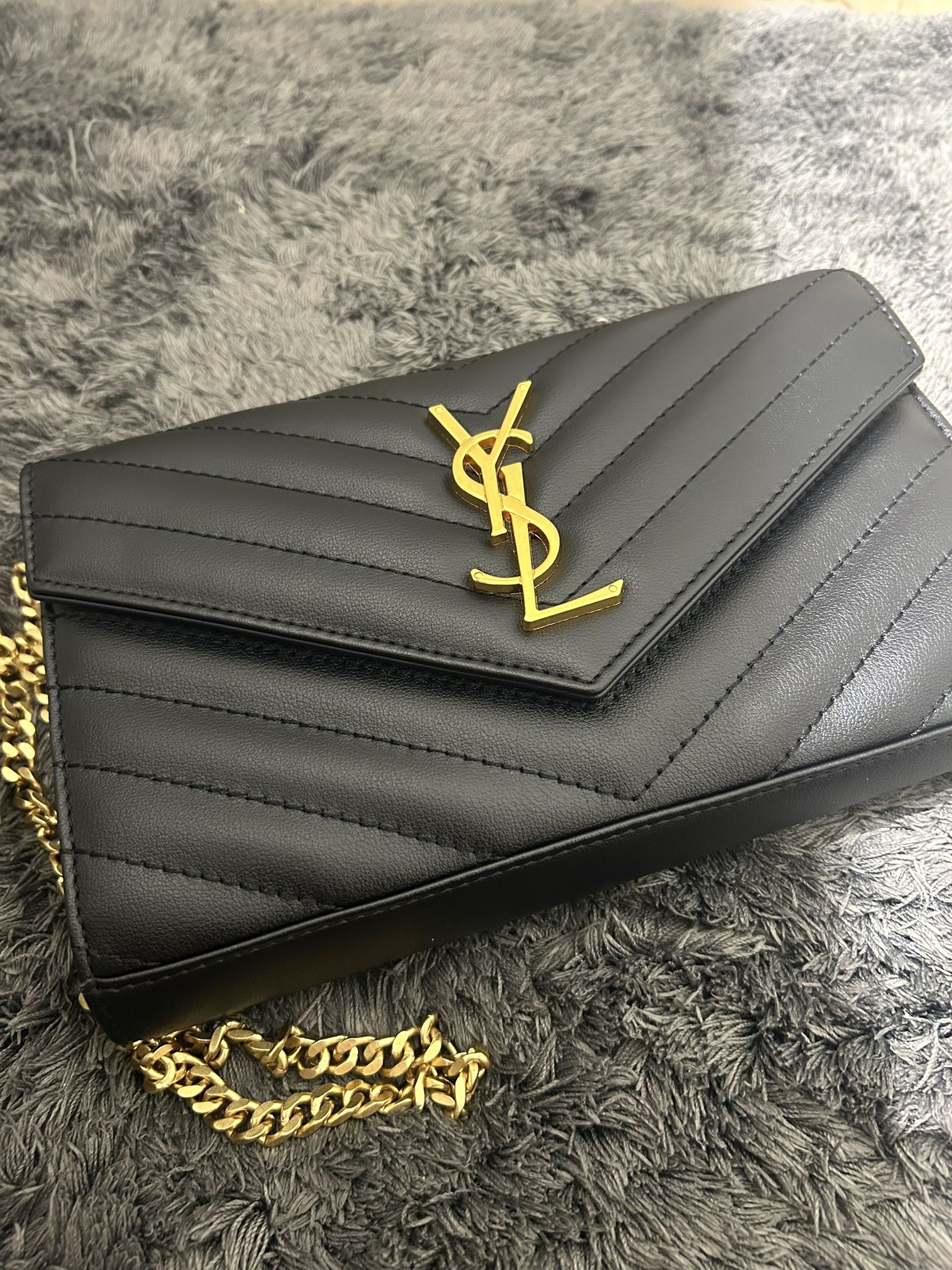 Saint Laurent Ysl Gold Crossbody Chain