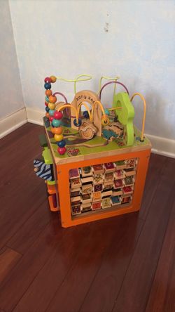 Montessori wooden activity cube