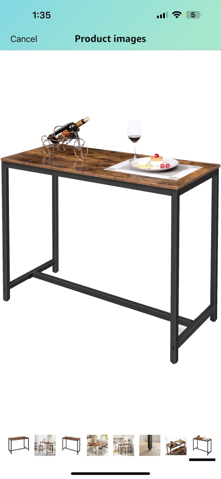  Bar Table, Rectangular Pub Table, 47.2” Counter Height Bar Table, Industrial Bar Height Table, Dining Table for Kitchen, Living Room, Easy to Assembl