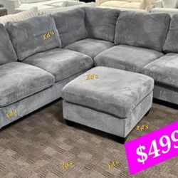 BRAND NEW 4PCS SECTIONAL SOFA SET WITH OTTOMAN AND ACCENT PILLOW INCLUDED $599