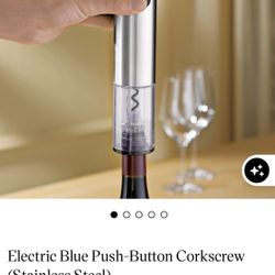 Wine Enthusiast Electric Blue Push Button Corkscrew