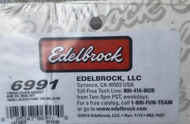 Edelbrock SBF Timing  Cover and oil seal Gasket set