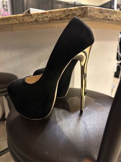 Gorgeous Black & Gold Platform Stiletto Heels – Size 39 / US 8–8.5