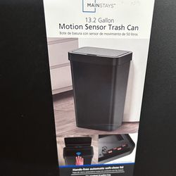 Mainstays 13.2 Gallon Trash Can, Plastic Motion Sensor Kitchen Trash Can, Black