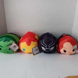 New Marvel Tsum Tsum Set Of 4 Squishable Plush Toy Figures Disney. With Tags 8"